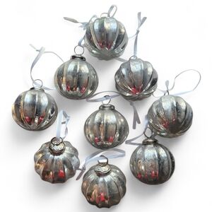 9 Silver Glass Christmas Ornaments